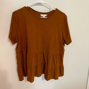 Time & Tru Brown babydoll top, size Lg
